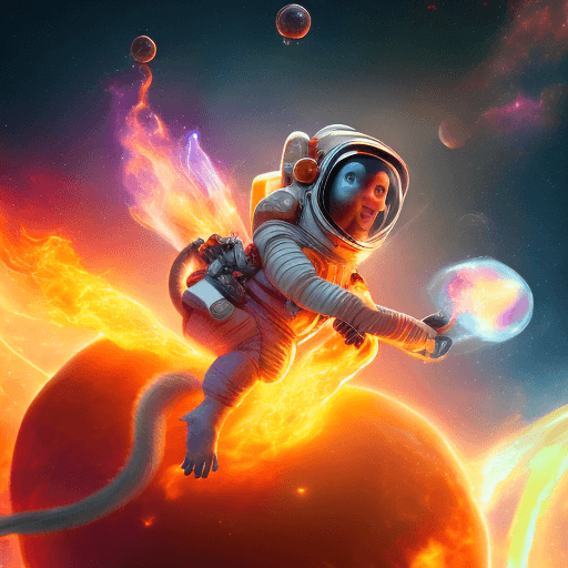 AI generated: hyper realistic beautiful and cute anthropomorphic female  space monkey astronaut with tail flow art...