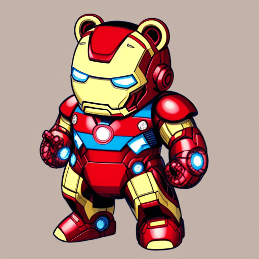 AI generated: line art full coloring colorful images of a funny laughing kawaii bear stylized as the superhero (Ir...