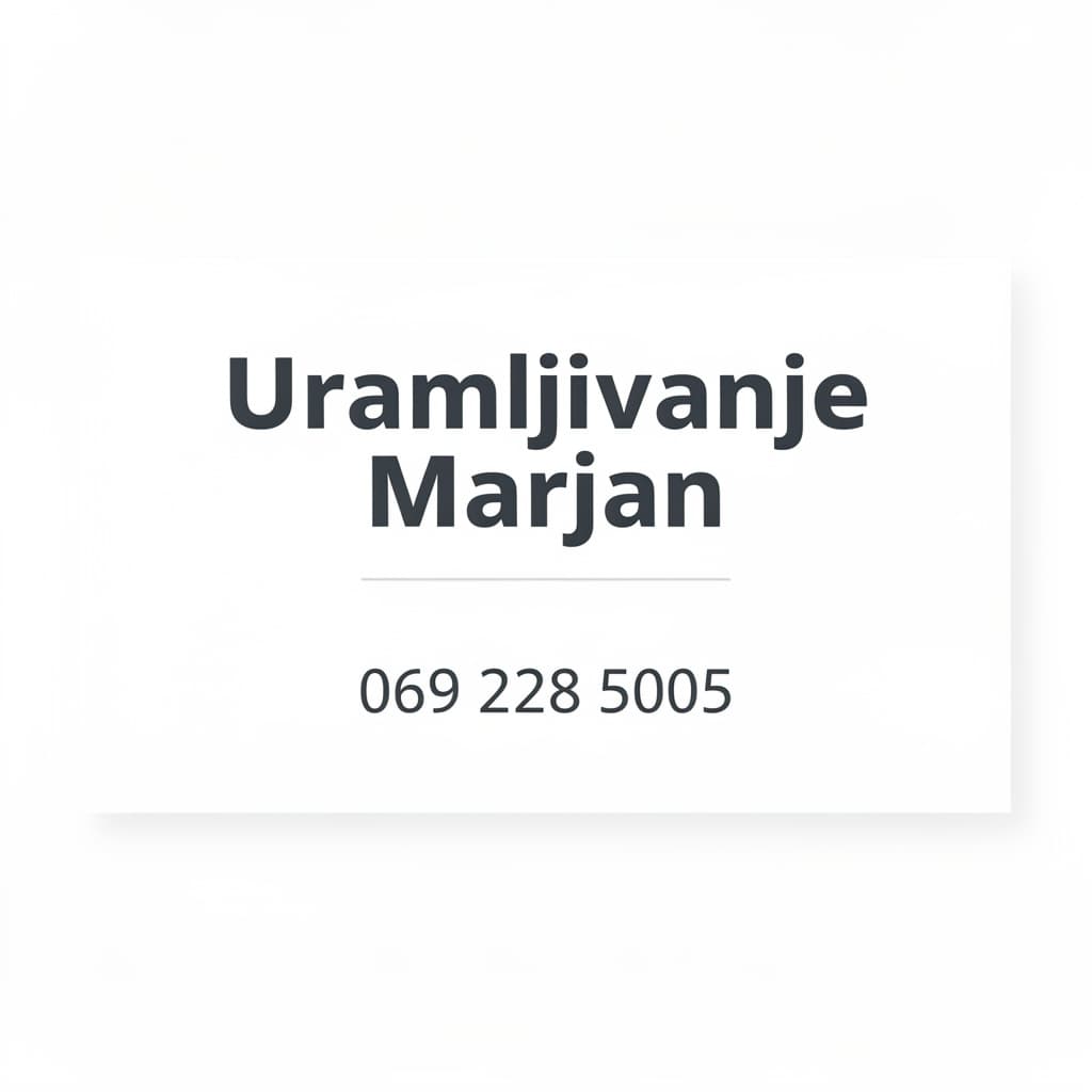 AI generated: Bisniss card with name Uramljivanje Marjan
Phone number 0692285005
