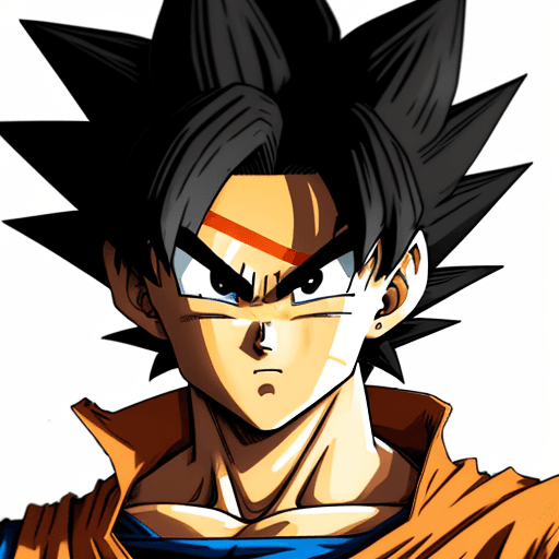 AI generated: dragon ball, portrait of goku, in the style of street art aesthetic, cute cartoonish designs, photo-...