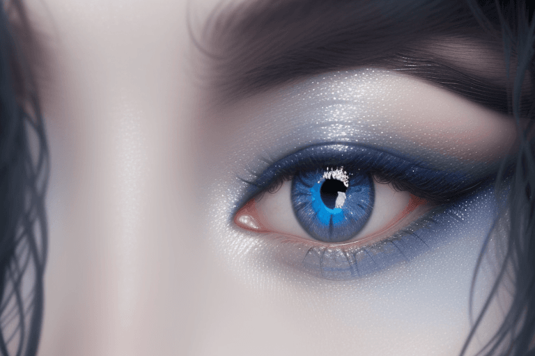 AI generated: a close up of a woman with a blue eye shadow on her face, official dior editorial, trending on pintr...