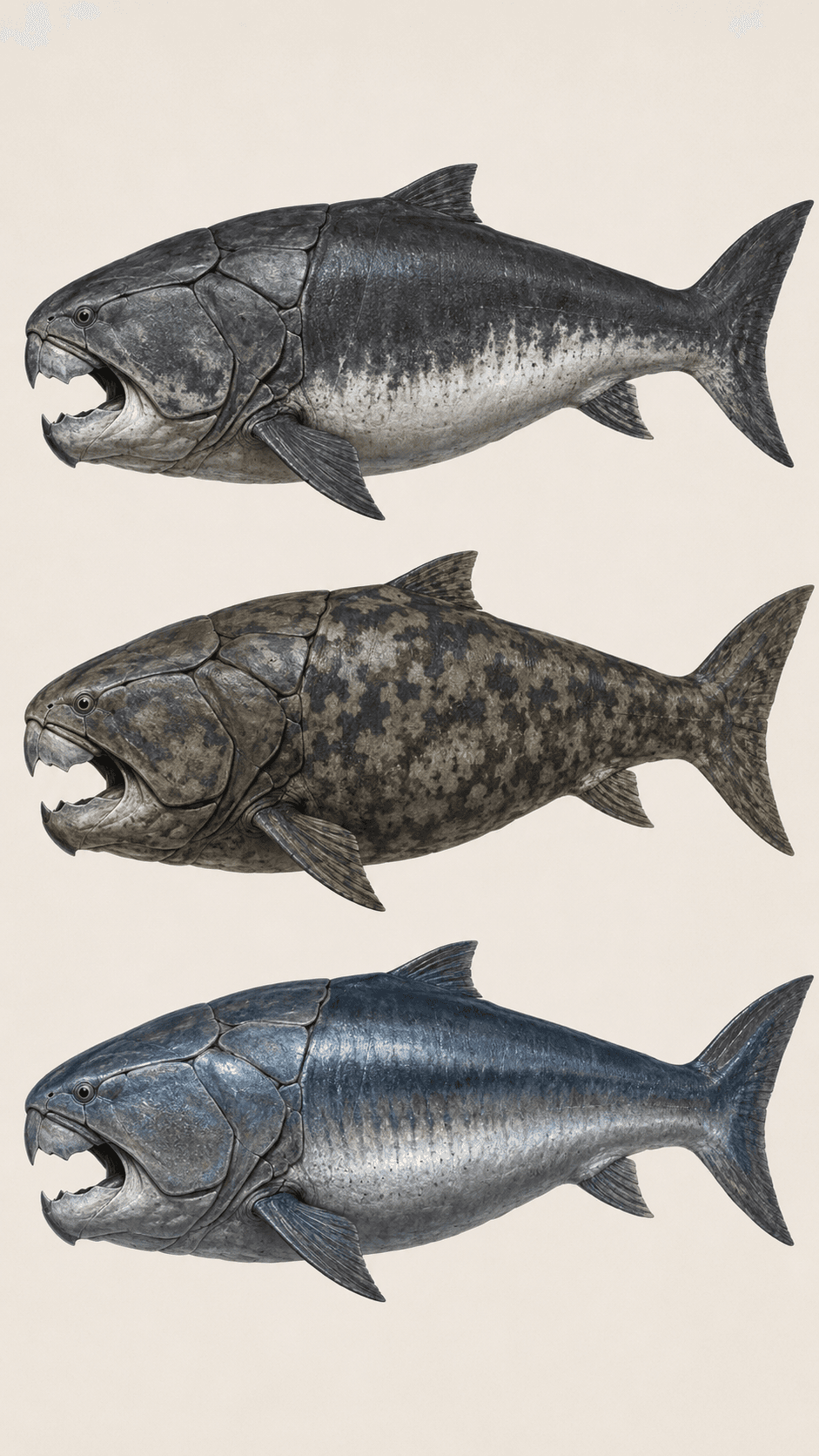 AI generated: Ultra-detailed scientific paleoart illustration, museum-quality natural history plate, featuring thr...