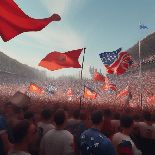 AI generated: add some fans holding flags and drinking beers