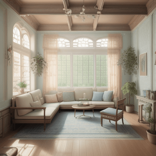 AI generated: High resolution photography interior design, dreamy sunken living room conversation pit, wooden floo...