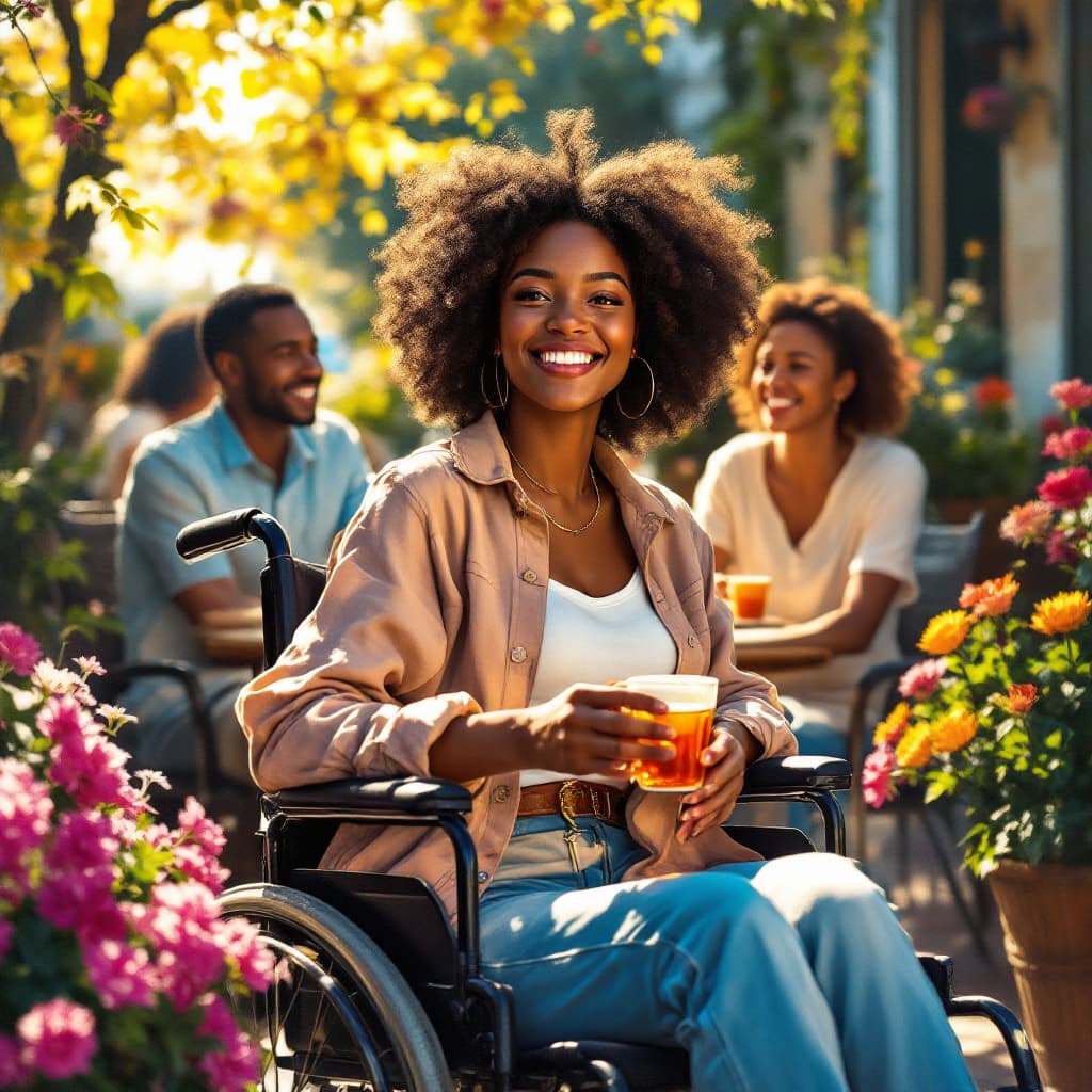 AI generated: A highly detailed oil painting of a vibrant scene depicting a 25-year-old African American woman wit...