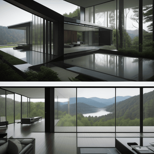 AI generated: "Generate an exceptionally detailed and hyper-realistic description of a modern house seamlessly int...