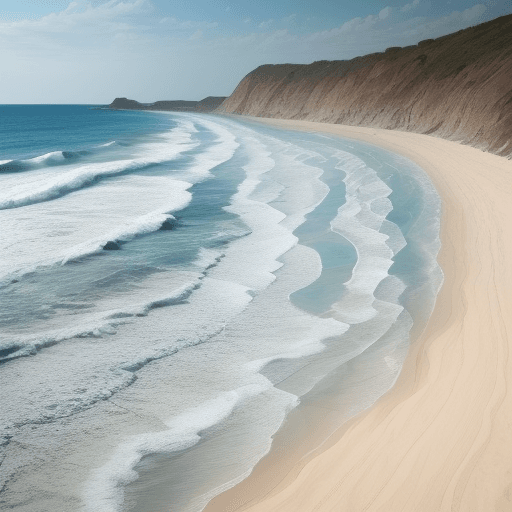 AI generated: image of a wild beach created with different pieces of cloth with no plants or trees
