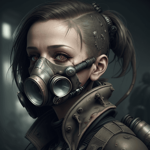 AI generated: a close up of a person wearing a gas mask, stefan gesell, eve ventrue, apocalyptic style, by ESAO, b...
