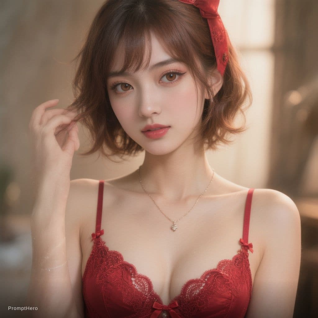 AI generated: This girl is wearing red lingerie