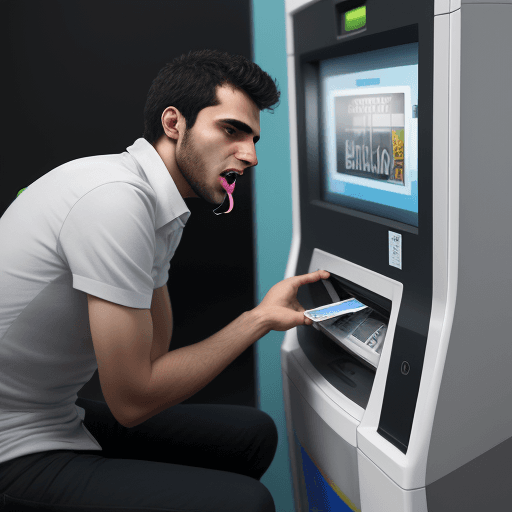 AI generated: brazilian guy withdraw in ATM with white card in russian with malboro in mouth ultra realistic detai...