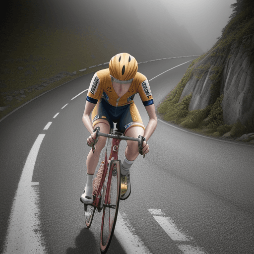 AI generated: Onoda, Yowamushi pedal,cycling, on mountain roads, city roads, busy crawling, congested roads, high ...