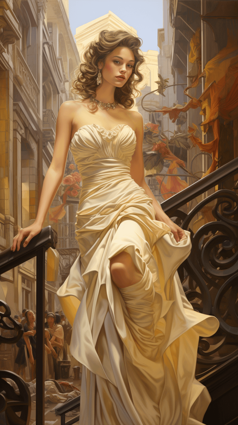 AI generated: hyper realistic of a beautiful girl, city street, arizona,by jc leyendecker,art nouveau, hyper detai...