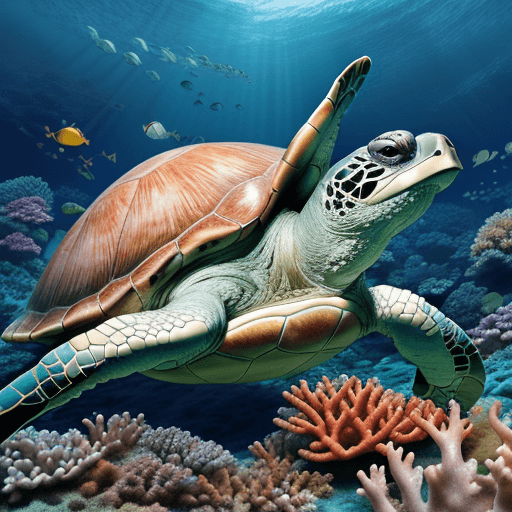 AI generated: High resolution photography carribean sea, dreamy turtles, corals and fishes
