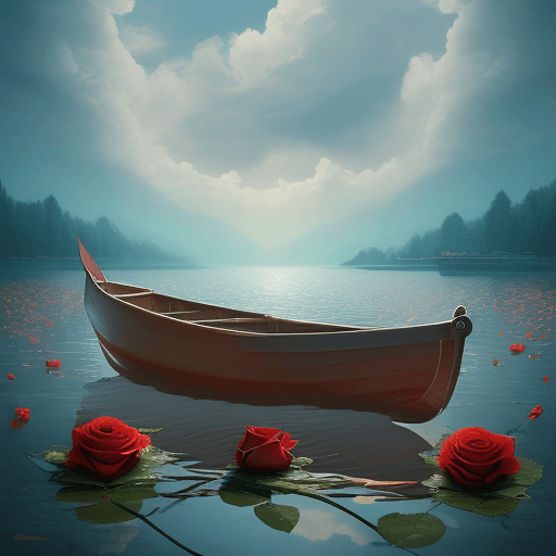 AI generated: Roses in a boat floating in heaven