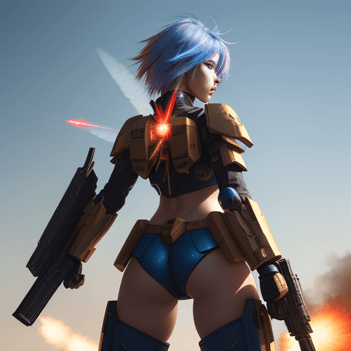 AI generated: photorealistic, detailed flying hair, urbanpunk, more colorful, photography from behind, seductive w...