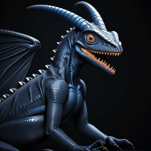 AI generated: Hyper realistic picture of an alien animal, darkblue and black colours, have wings to fly, head like...