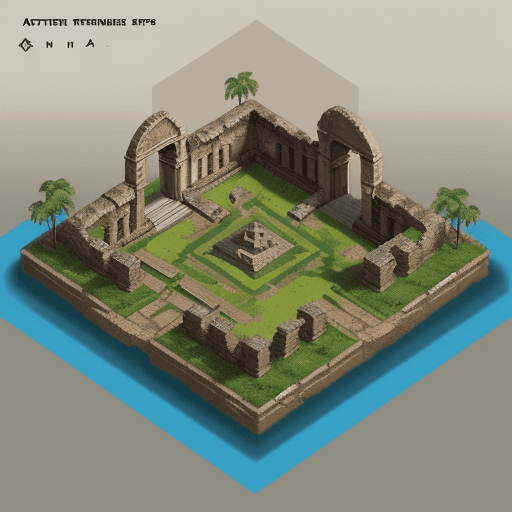 AI generated: Isometric ancient Ruins map, video game concept art, —chaos 5 —ar 16:9  --q 2 --v 3