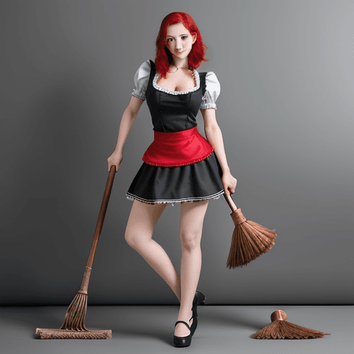 AI generated: 1woman,Mature, Beautiful, Ukrainian Maid, Full body, Full _shot, Standing Straight,One arm at hip,Ot...