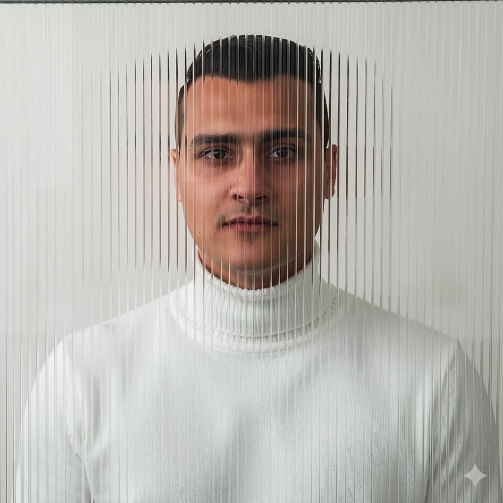 AI generated: high resolution photography, front central profile, man facing front, gaze to front, wearing a white...