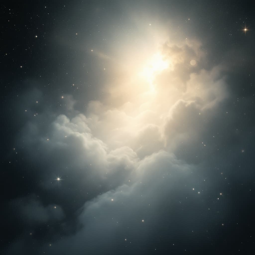 AI generated: A fine art, hyper-realistic, cinematic image  of a bright light in universe.

The lighting is soft a...