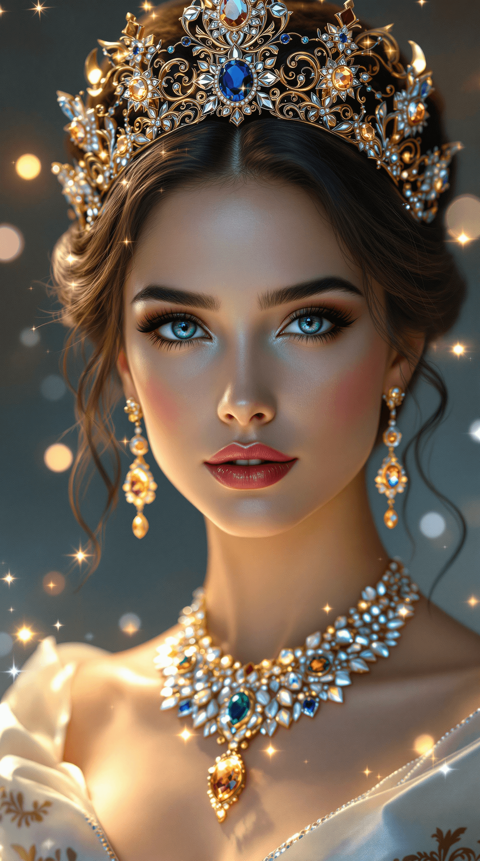 AI generated: A **stunningly beautiful queen**, captured in a **breathtaking chest-up portrait**, exuding **regal ...