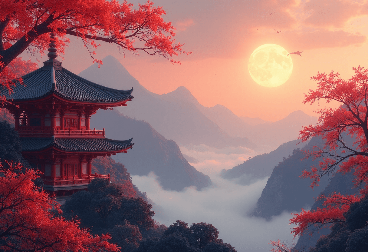 AI generated: Beautiful oriental background photo, 8k