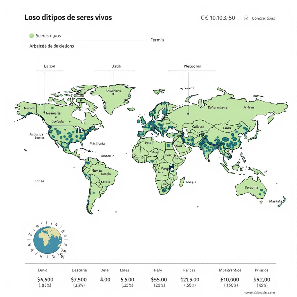 AI generated: Mapa conceptual de los distintos tipos de seres vivos.
