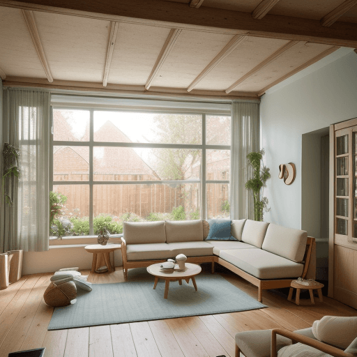 AI generated: High resolution photography interior design, dreamy sunken living room conversation pit, wooden floo...