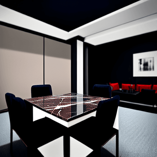 AI generated: high resolution photography interior design, apartment showing the dinning room and living room area...