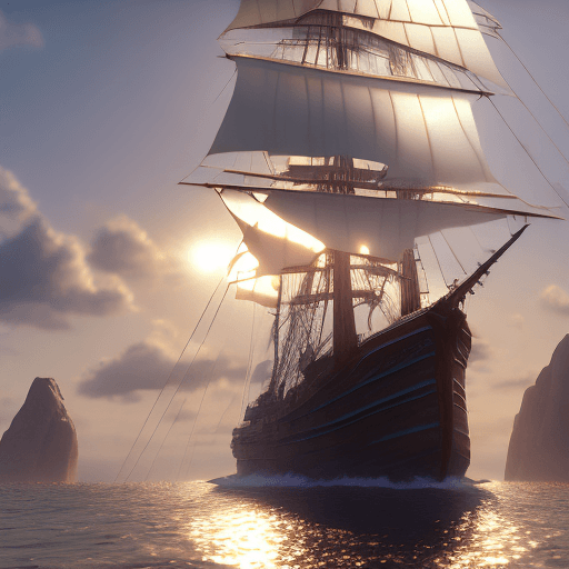 AI generated: Photo of a ultra realistic sailing ship, dramatic light, pale sunrise, cinematic lighting, battered,...