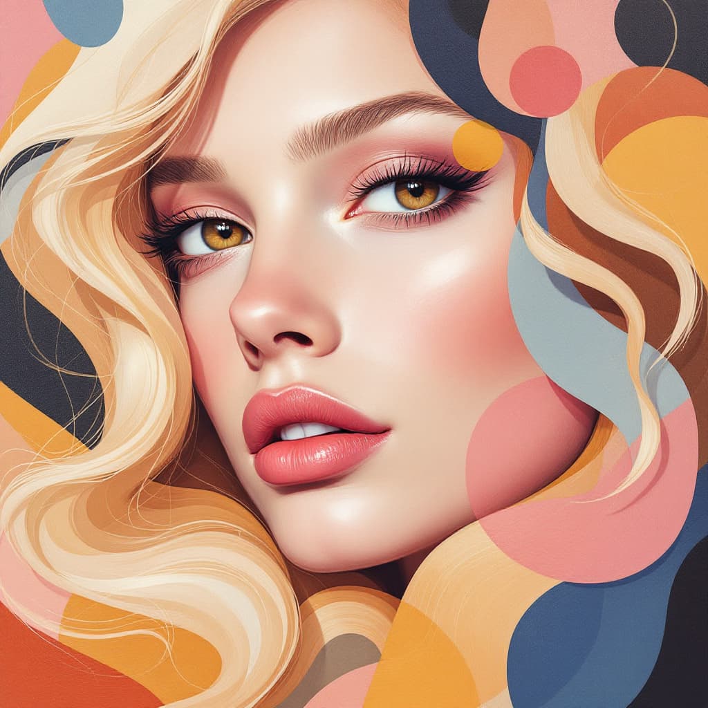 AI generated: a beautiful blondie and curly hair woman, brown eyes, painting by Lois van Baarle and Greg Rutkowski...