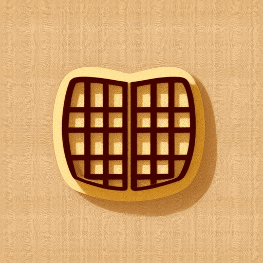 AI generated: Minimalist style plaid waffle logo, a piece of irregularly shaped plaid waffle, warm-toned vector li...