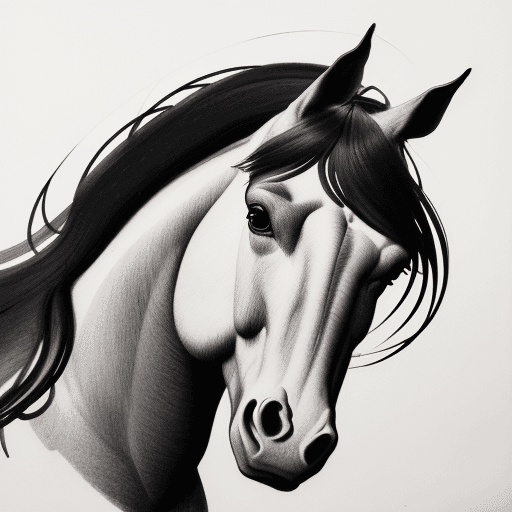 AI generated: a pencil drawing of a horse, in the style of bold, gestural strokes, expressive facial animation, la...