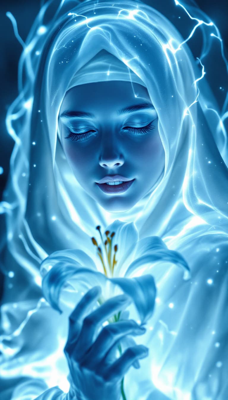 AI generated: Ultra-realistic and ultra-detailed ice sculpture of a young, beautiful Middle Eastern woman wearing ...