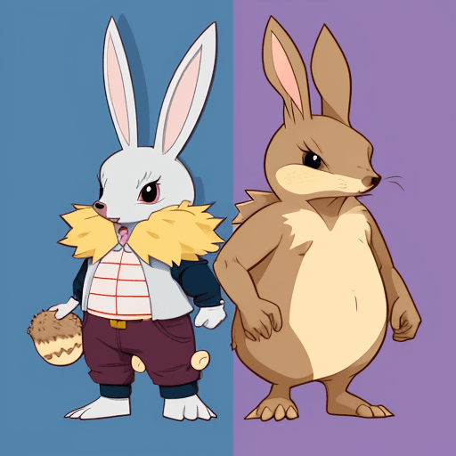 AI generated: a cartoon mutant consisting of a rabbit and a hedgehog.
