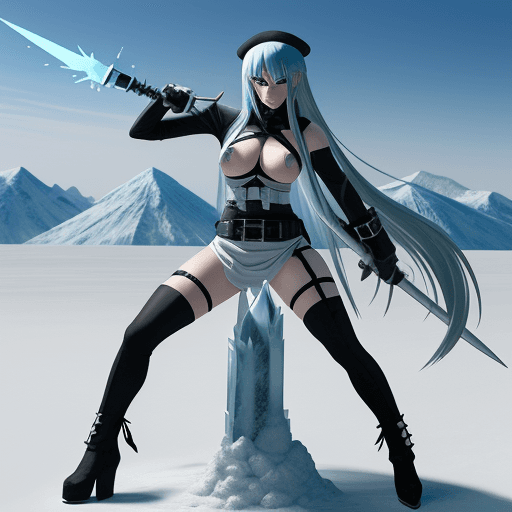AI generated: Esdeath, character from the anime Akame Ga Kill, in version realistic, on a battlefield using ice po...