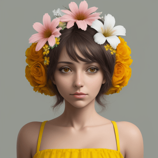 AI generated: CHICA CON FLORES EN LA CABEZA

