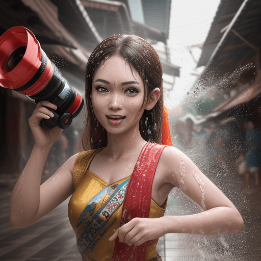 AI generated: High resolution photography,Songkran