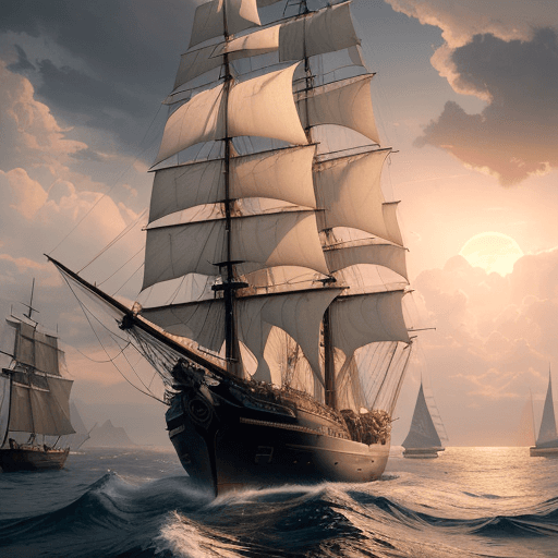 AI generated: Photo of a ultra realistic sailing ship, dramatic light, pale sunrise, cinematic lighting, battered,...