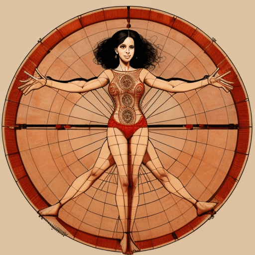 AI generated: spanish flamenco woman in a 
classic vitruvian man style, hand design