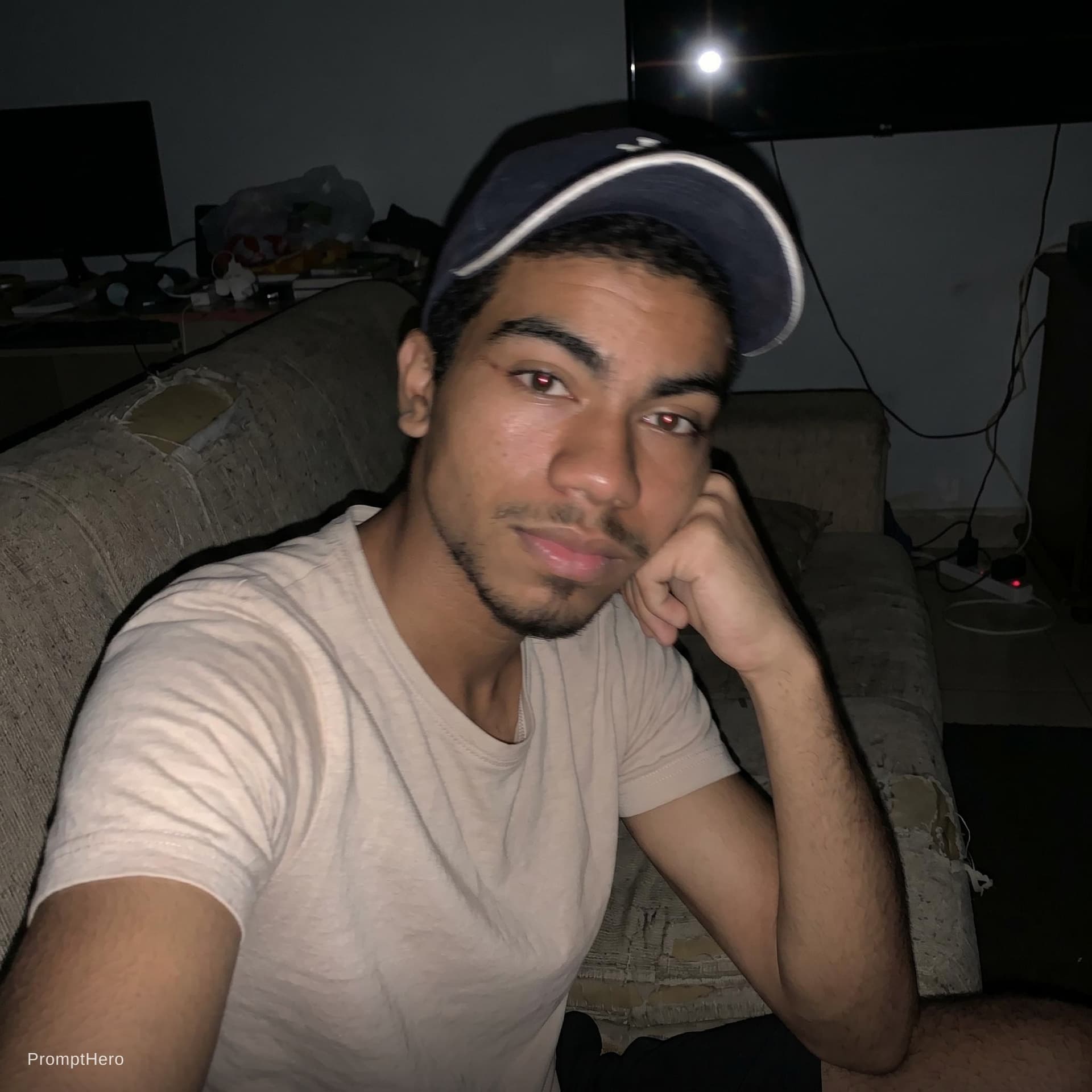 AI generated: Using the uploaded reference photo, create a standard iPhone selfie with flash. There's no clear sub...