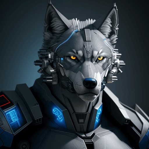 AI generated: blueprint,anthro,cyborg,wolf,realistic