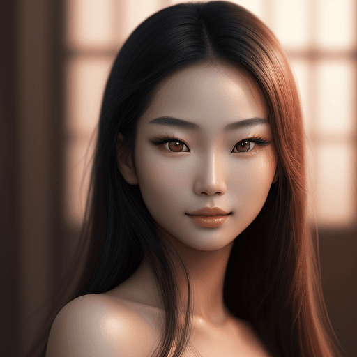 AI generated: high definition photo, stunning Asian model, close-up, in the style of Asian beauty standards, photo...