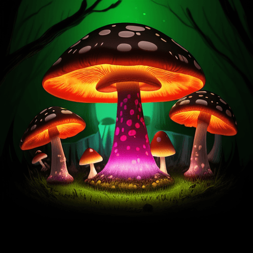 AI generated: large glowing mushroom forest --style raw --v 6.0
