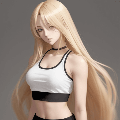 AI generated: beautiful hot anime girl long blonde hair crop top