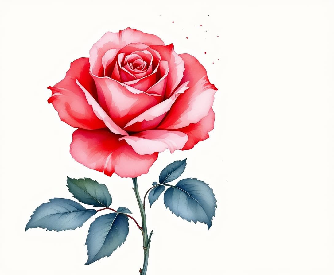 AI generated: red rose on an off-white background, in the style of watercolor illustrations --ar 1:2 --stylize 750