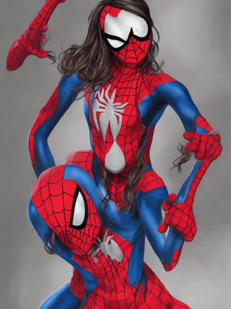 AI generated: sydney sweeney , suit spider-woman , spider-man costume , full body shot , detailed face , detailed ...