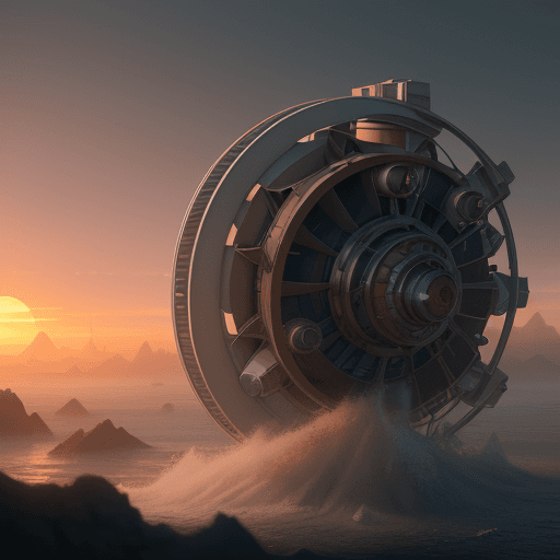 AI generated: Photo of a centrifugal pump, dramatic light, pale sunrise, cinematic lighting, battered, low angle, ...