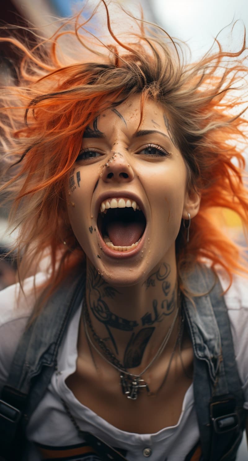 AI generated: blondie girl, in the style of dynamic and exaggerated facial expressions, Panasonic Lumix s pro 50mm...
