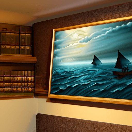 AI generated: A real photographic landscape painting with incomparable reality,Super wide,Ominous sky,Sailing boat...